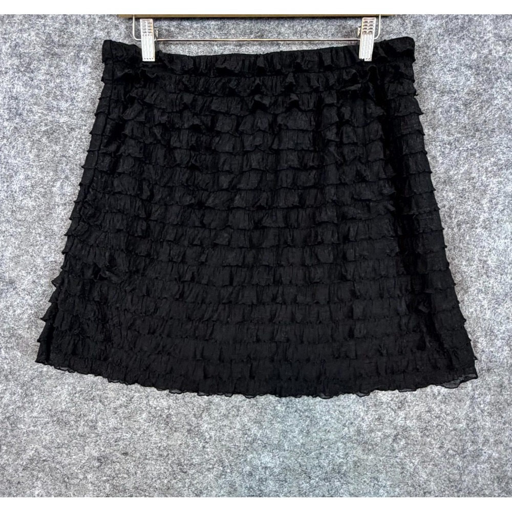 Xhilaration Mini Skirt Womens‎ Large Black Tiered Ruffle Pull On Dark Fairy